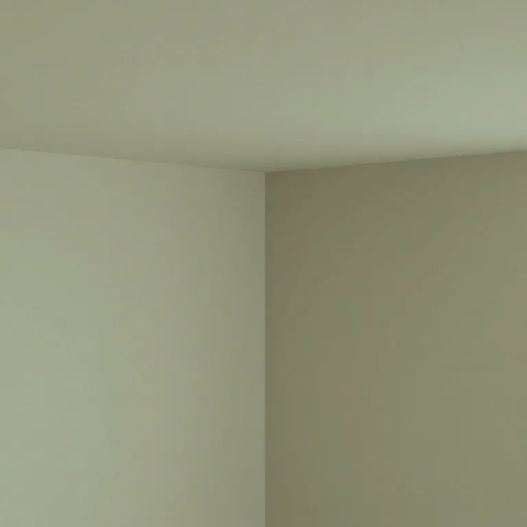 Earth greens paint colours on a wall and ceiling